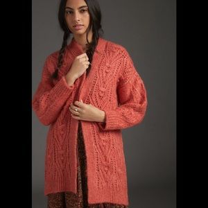 NWT Anthropologie Nuria Textured Cardigan Small Coral